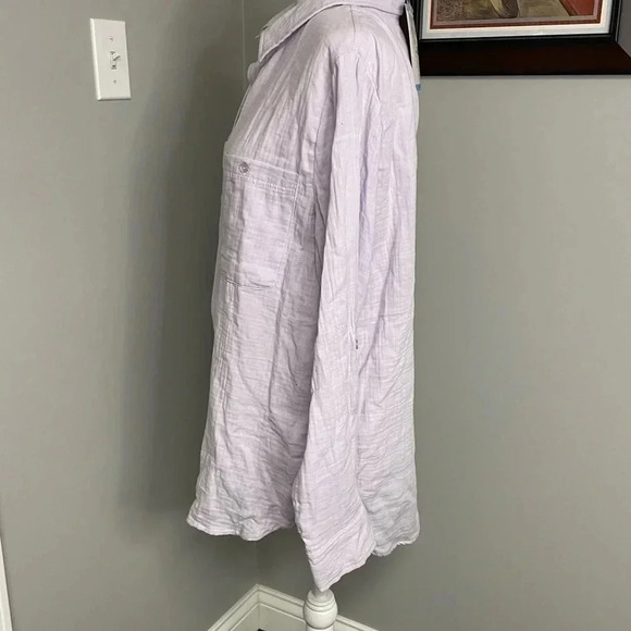 NWT - Social Standard by Sanctuary Gauze Button Down Shirt Lavender Purple Large - Picture 2 of 7